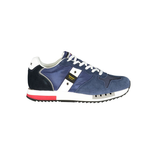 Blauer blue polyester men's sneaker with contrasting details and iconic logo, featuring removable footbed and extra lace option.