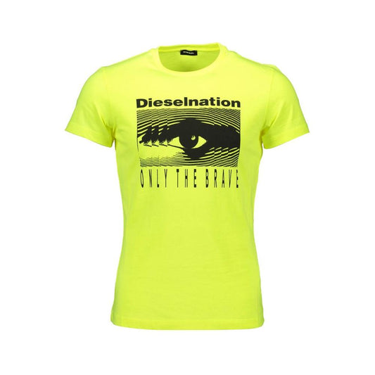 Yellow Diesel cotton T-shirt with bold print and Diesel logo, showcasing "Only the Brave" slogan. Perfect for confident men's fashion.