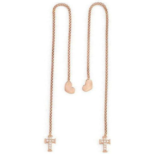 AMEN Mod. CUORE CROCE CRISTALLI ROSE GOLD BIJOUX,Category-Jewellery,Earrings,Earrings - Women - Jewelry,Gender-Women,Subcategory-Earrings