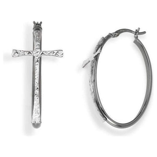 AMEN Mod. CERCHIO E CROCE BLACK BIJOUX,Category-Jewellery,Earrings,Earrings - Women - Jewelry,Gender-Women,Subcategory-Earrings